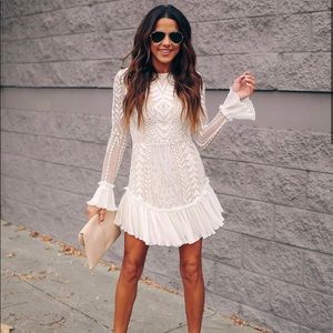 NWTS Vici Collection White Boho Lace Ruffle Dress